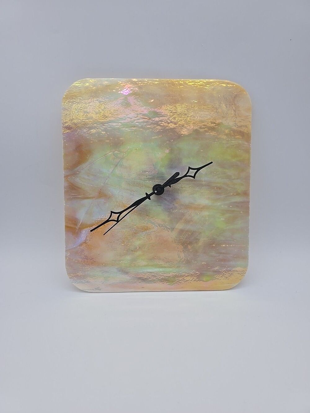 Irridescent Stained Glass Handmade Wall Clock